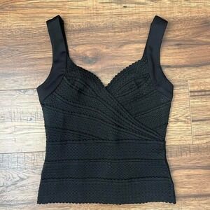 Y2K Seduction Black Textured Crop Top Stretch Women S Going Out Party 2000s‎